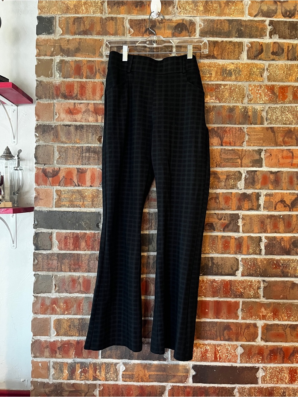 Kay Unger New York Black Tan Plaid Flare Pants Size:L